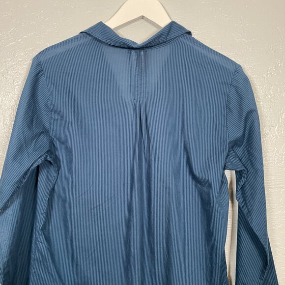 Patagonia Women L Blue Stripe Amaia Tunic Blouse Long Sleeve Lightweight V Neck - Picture 8 of 8